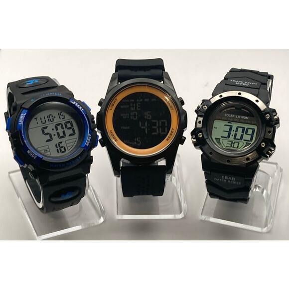 Mens Digital Multifunction Sport Watches (3) with Adjustable Bands Date Timer - Picture 1 of 12